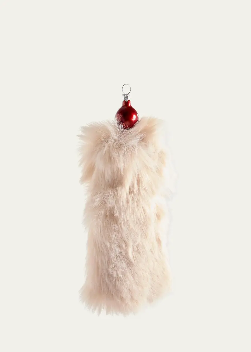 De Carlini Fashionista in Cream Fur Coat Christmas Ornament | Thumbnail 2