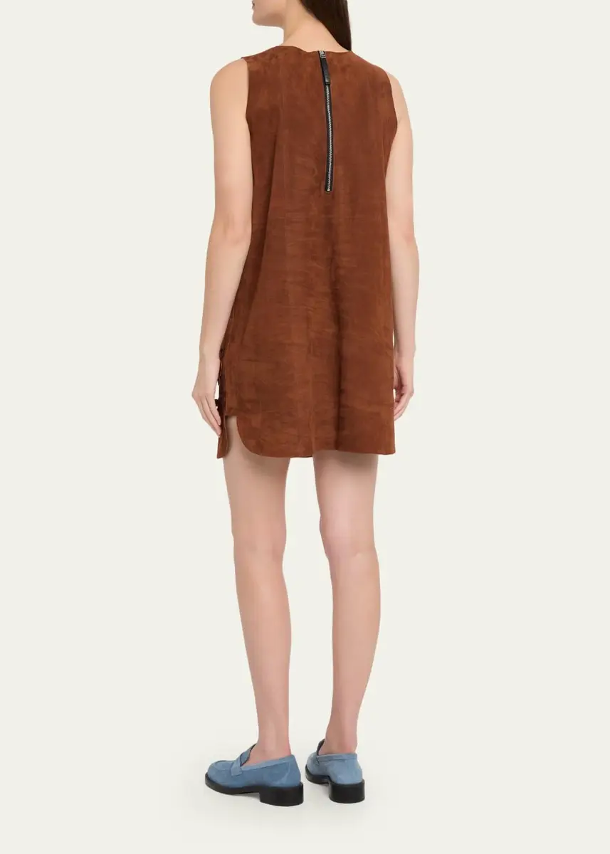 Marni Flower Grommet Suede Sleeveless Mini Dress | Thumbnail 3
