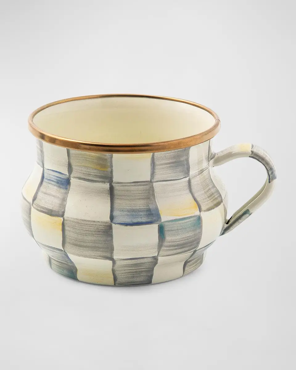 MacKenzie-Childs Sterling Check Enamel Teacup | Thumbnail 2 MacKenzie-Childs Sterling Check Enamel Teacup | Thumbnail 2
