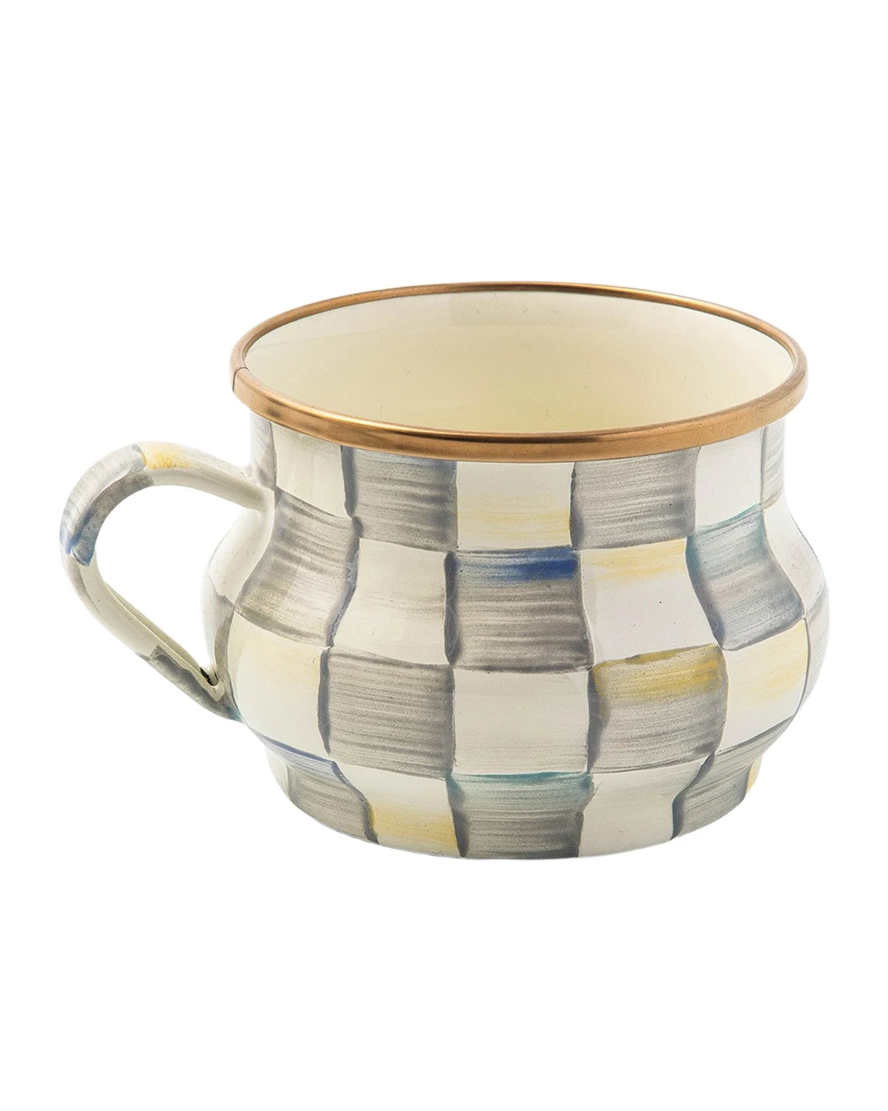 Sterling Check Enamel Teacup