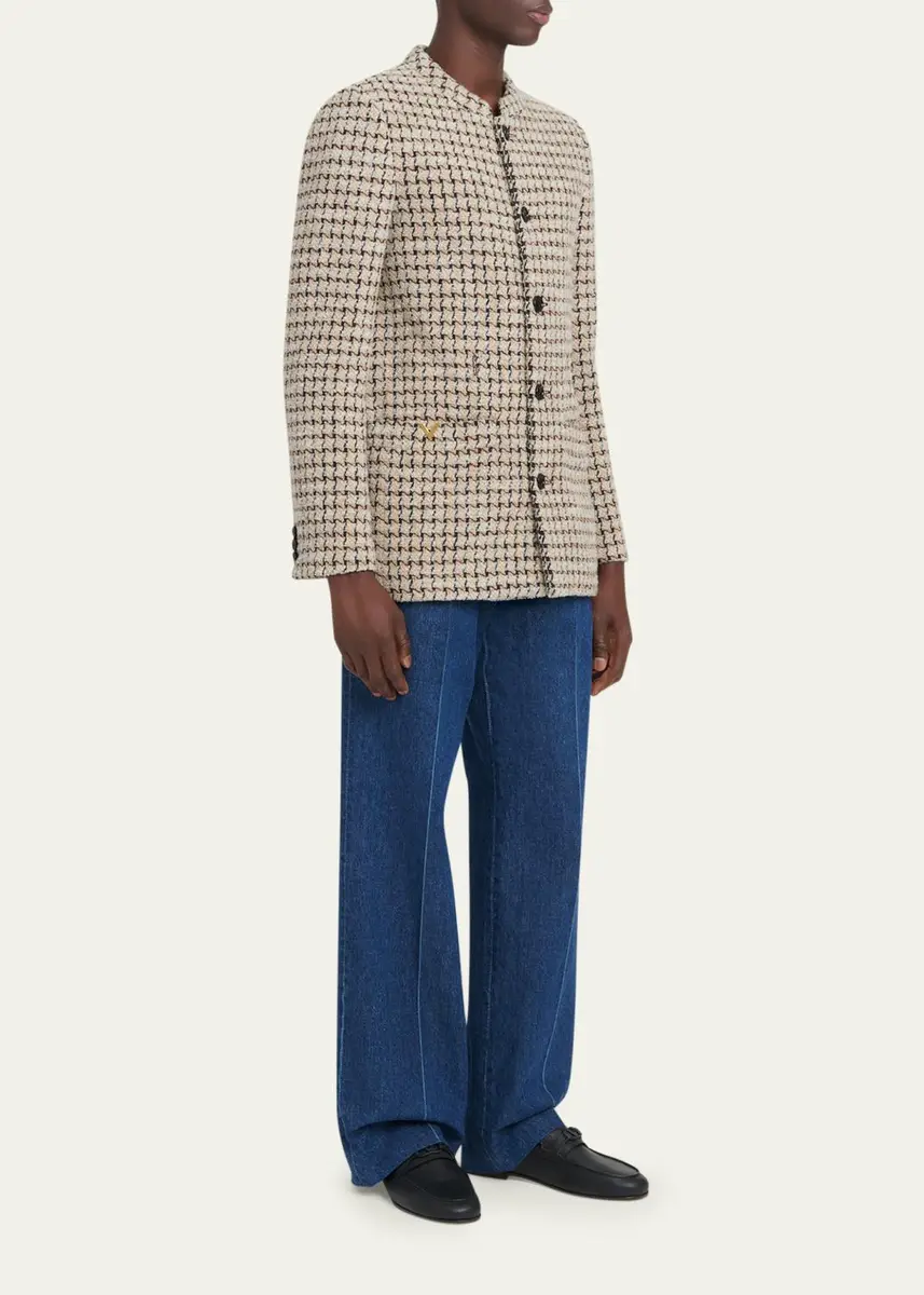 Valentino Garavani Men's V-Logo Grained Leather Loafers | Thumbnail 3