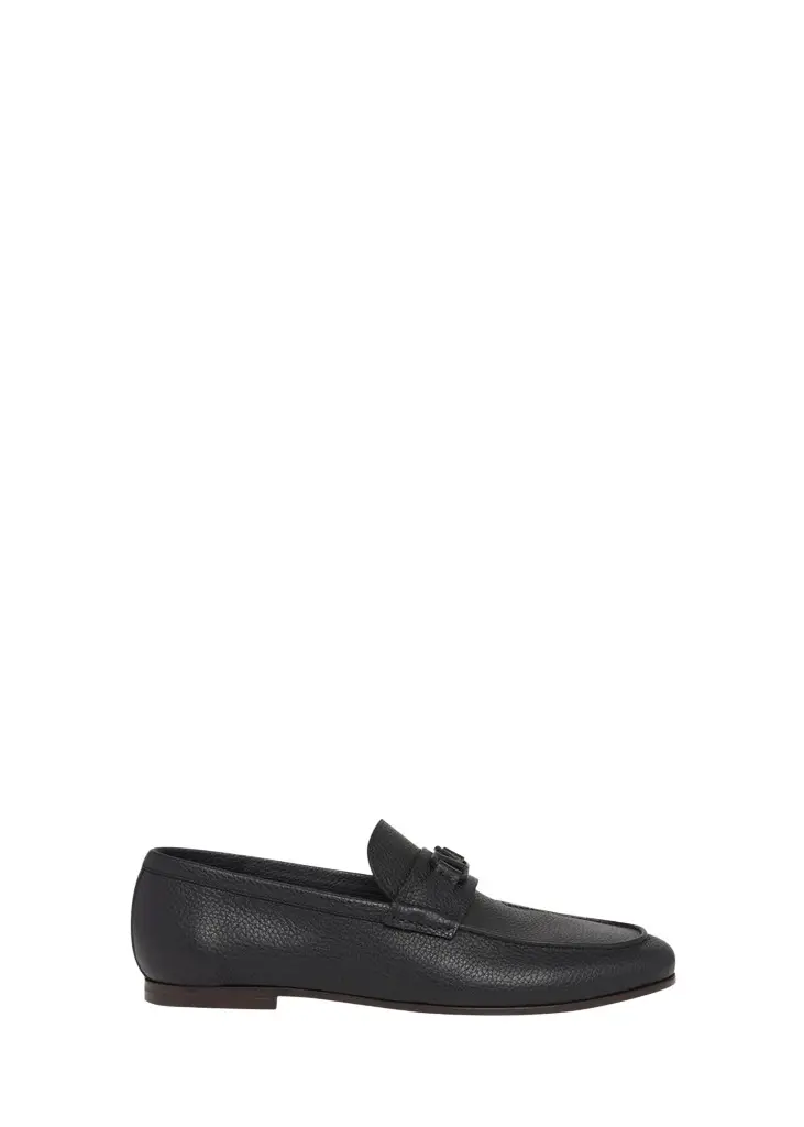 Valentino Garavani Men's V-Logo Grained Leather Loafers