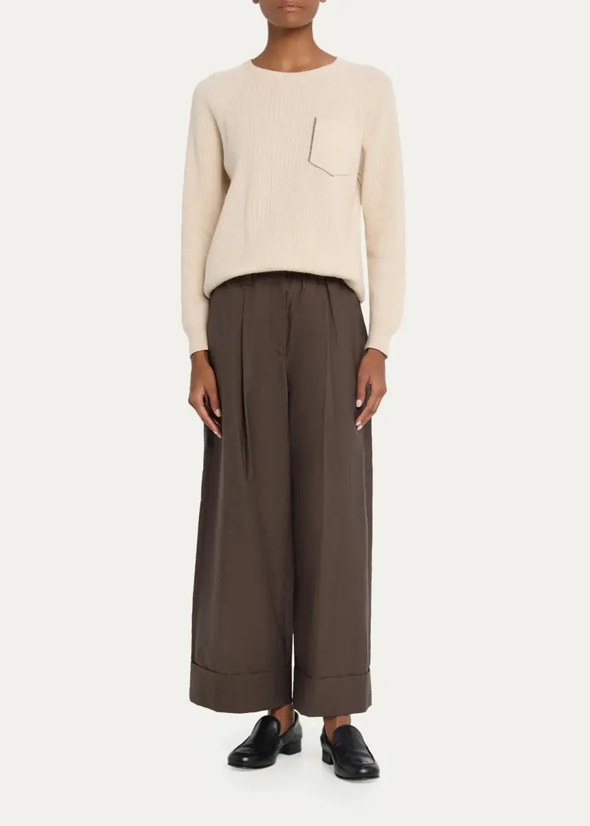 Brunello Cucinelli Elastic-Waist Wide-Leg Ankle Pants | Thumbnail 2 Brunello Cucinelli Elastic-Waist Wide-Leg Ankle Pants | Thumbnail 2