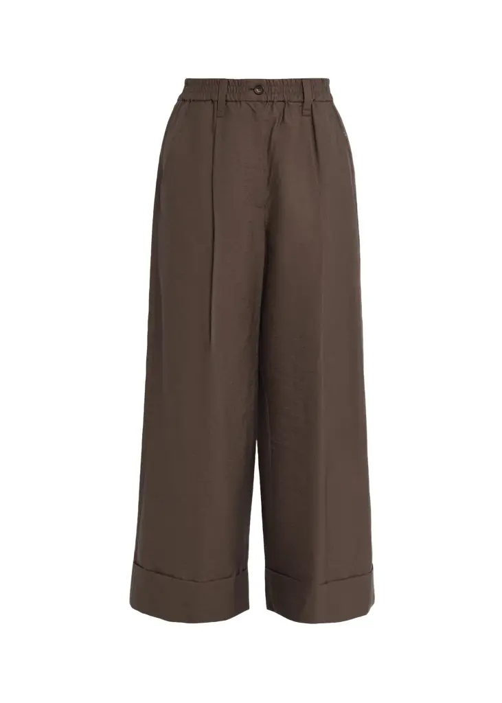 Brunello Cucinelli Elastic-Waist Wide-Leg Ankle Pants