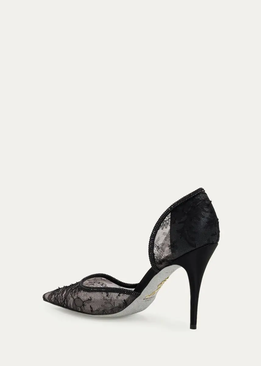 René Caovilla 100mm Embellished Floral Lace d'Orsay Pumps | Thumbnail 2 René Caovilla 100mm Embellished Floral Lace d'Orsay Pumps | Thumbnail 2