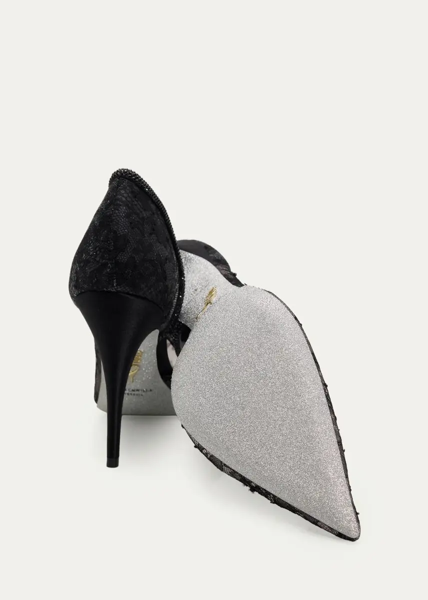 René Caovilla 100mm Embellished Floral Lace d'Orsay Pumps | Thumbnail 3 René Caovilla 100mm Embellished Floral Lace d'Orsay Pumps | Thumbnail 3