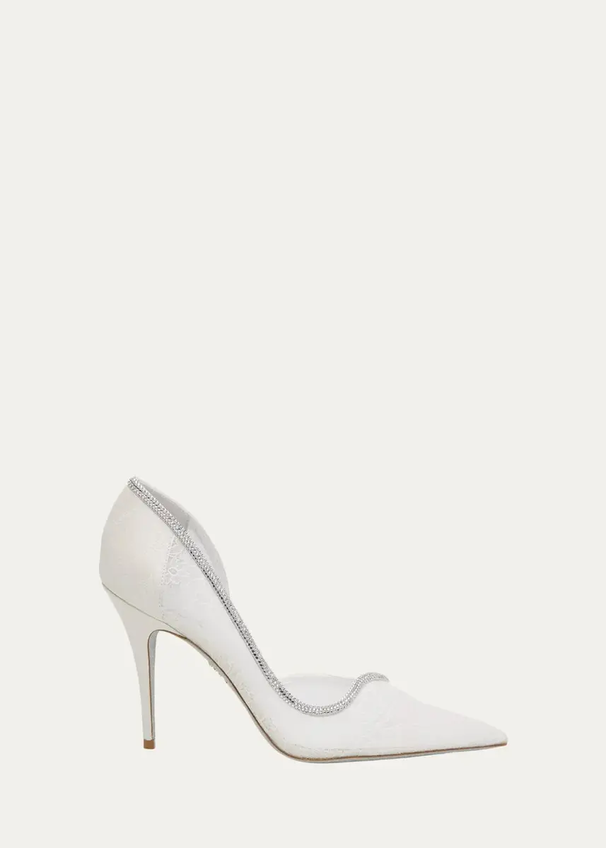 René Caovilla 100mm Embellished Floral Lace d'Orsay Pumps | Thumbnail 4 René Caovilla 100mm Embellished Floral Lace d'Orsay Pumps | Thumbnail 4