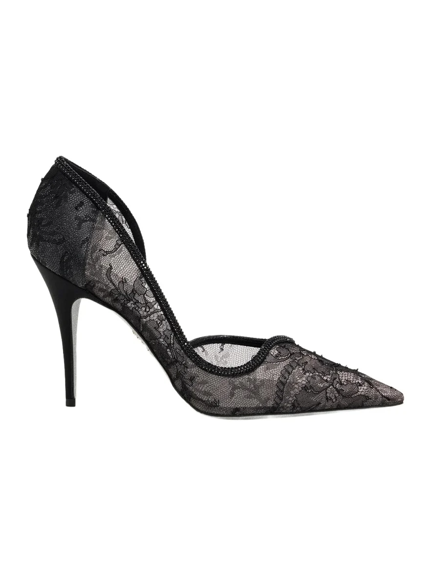 René Caovilla 100mm Embellished Floral Lace d'Orsay Pumps