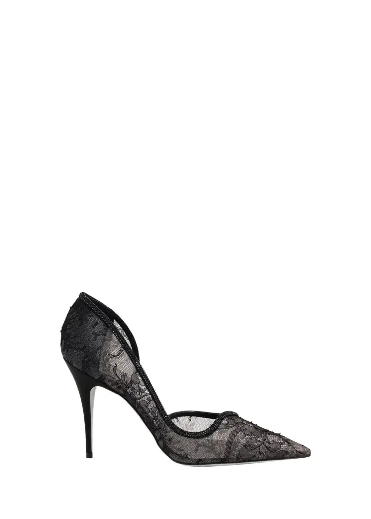 René Caovilla 100mm Embellished Floral Lace d'Orsay Pumps