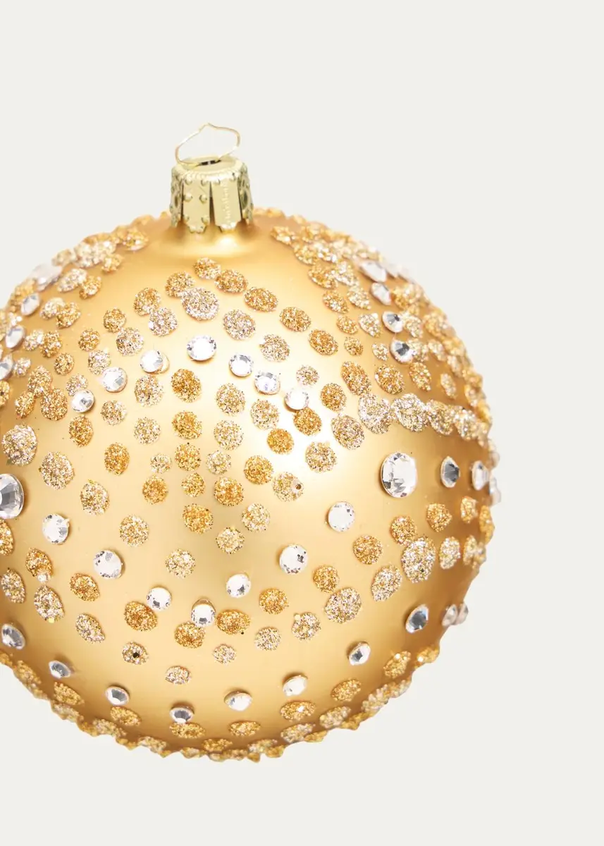Bergdorf Goodman Rhinestones & Glitter Polka Dots on Gold Ball Christmas Ornament | Thumbnail 2 Bergdorf Goodman Rhinestones & Glitter Polka Dots on Gold Ball Christmas Ornament | Thumbnail 2