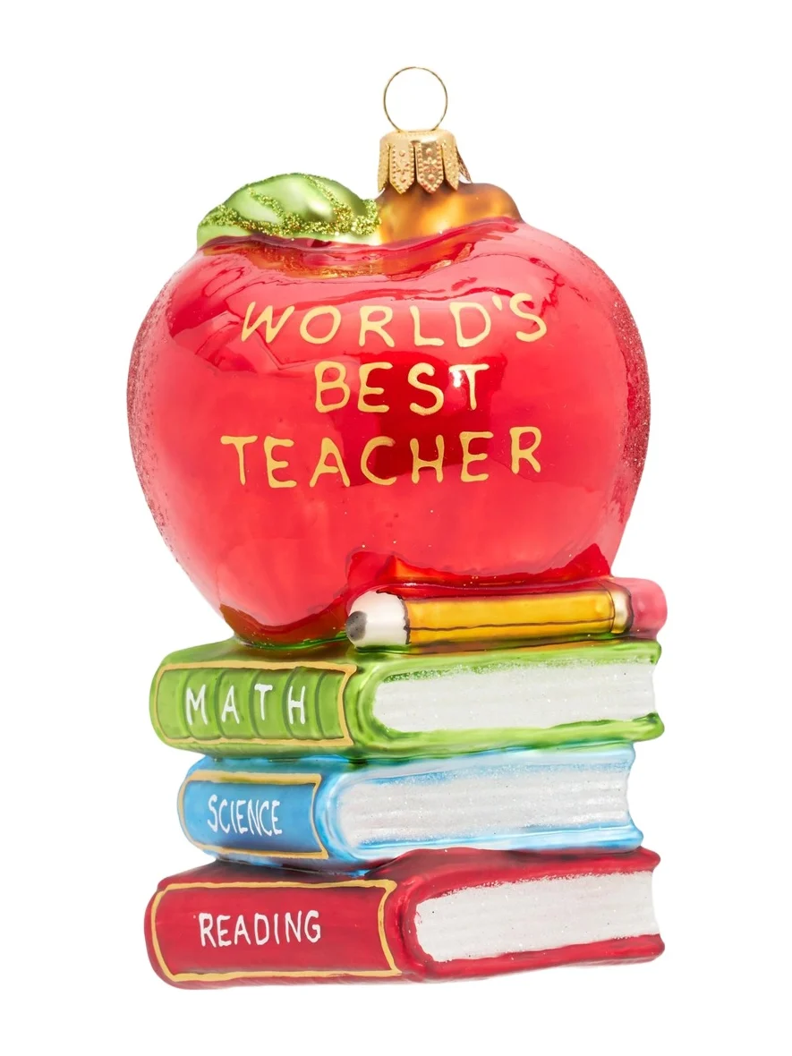 Impuls World's Best Teacher Glass Ornament