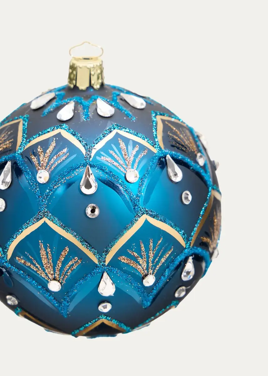 Bergdorf Goodman Art Deco Blue Christmas Ornament | Thumbnail 2 Bergdorf Goodman Art Deco Blue Christmas Ornament | Thumbnail 2