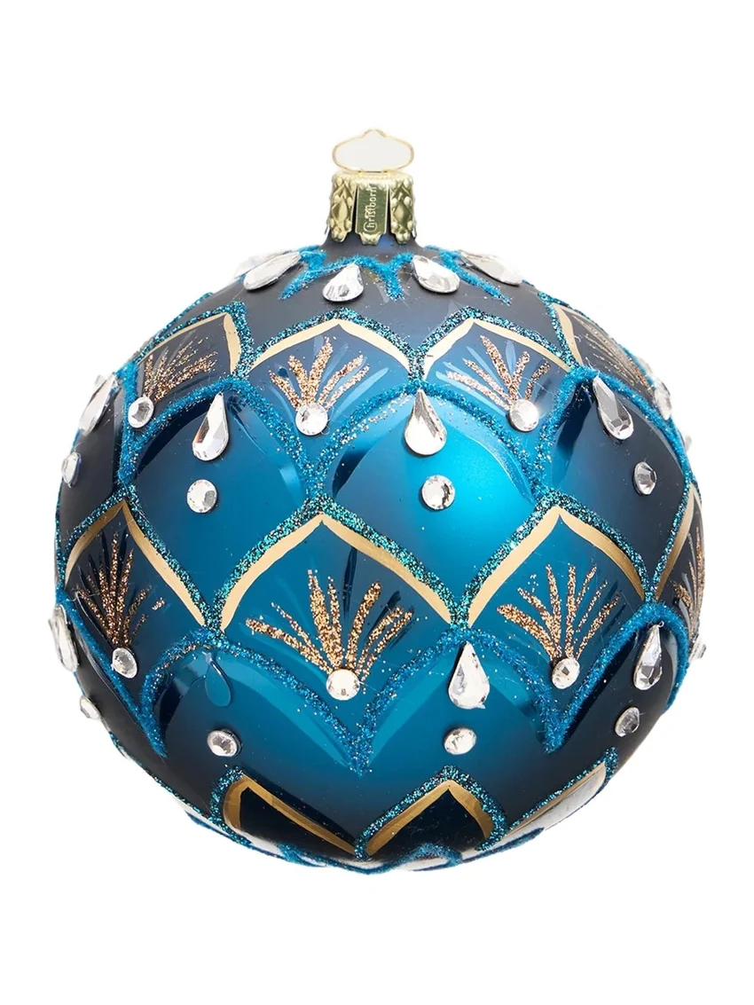 Bergdorf Goodman Art Deco Blue Christmas Ornament