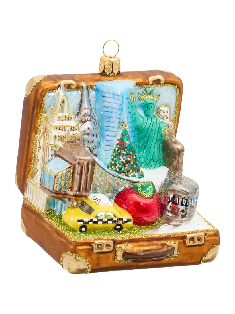Impuls Suitcase Of NYC Glass Ornament