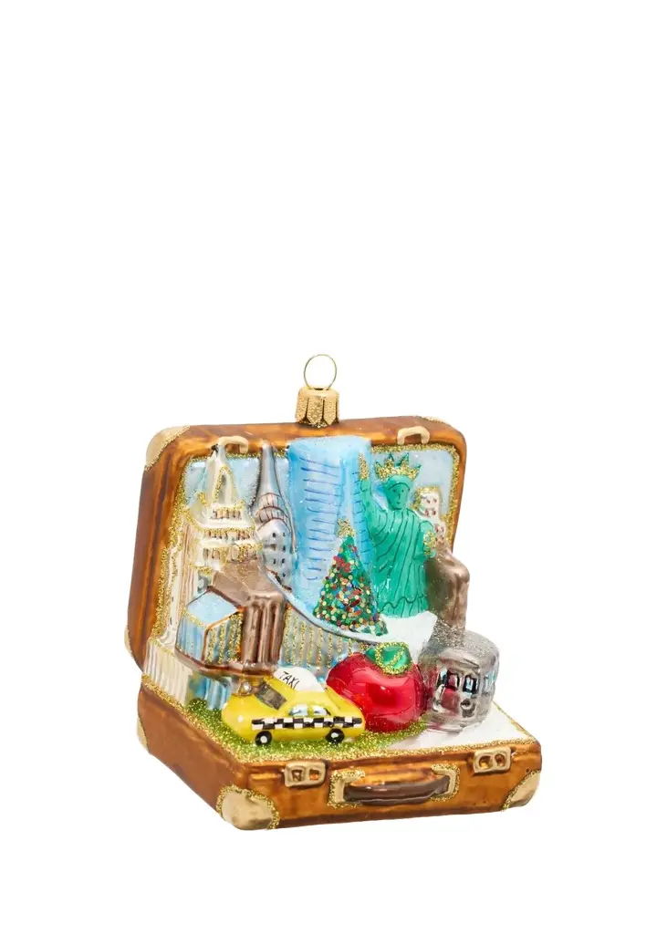 Impuls Suitcase Of NYC Glass Ornament
