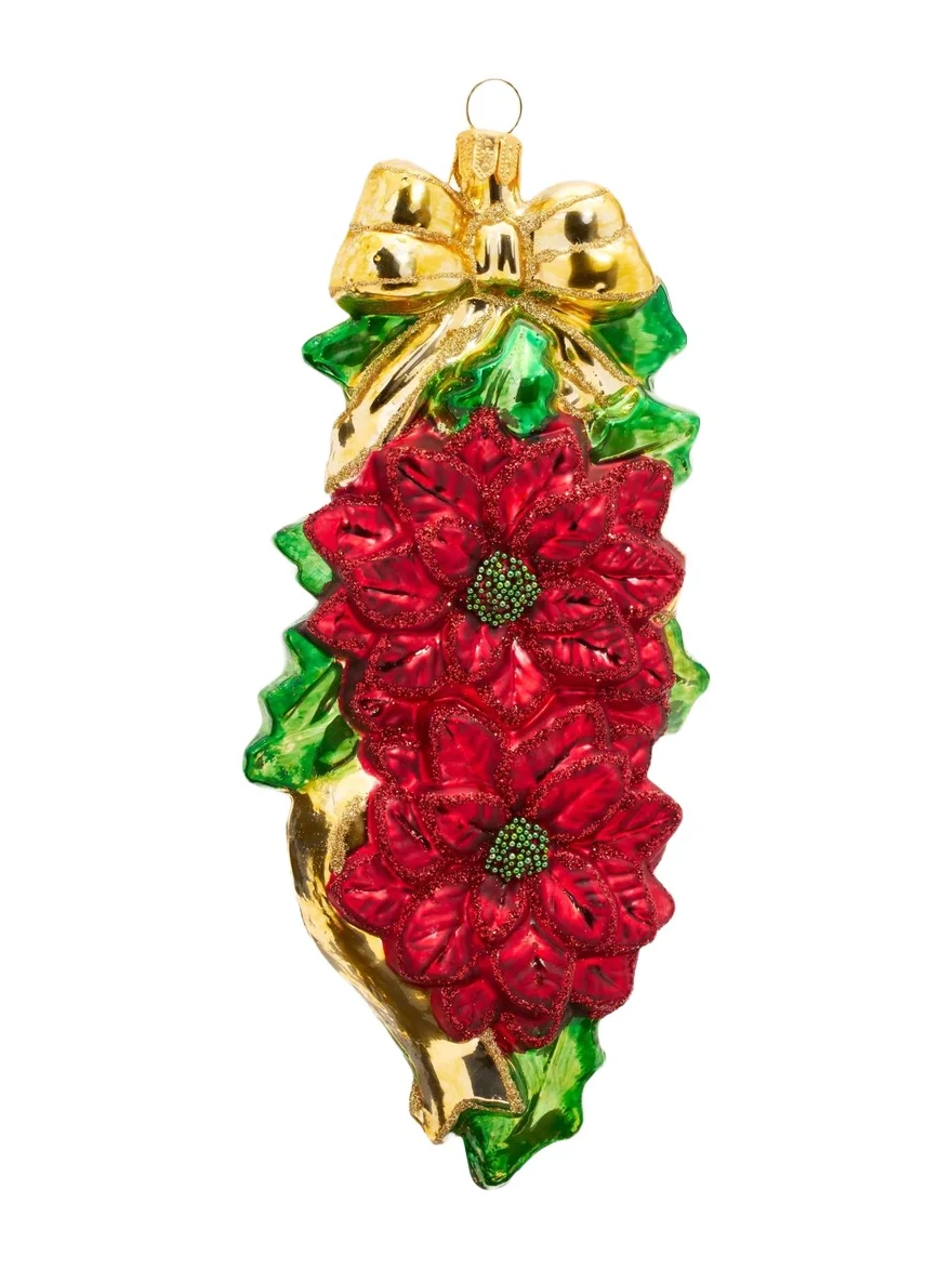 Impuls Christmas Poinsettia Glass Ornament