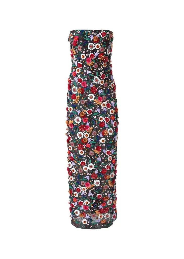 Carolina Herrera Embellished Strapless Ankle Dress