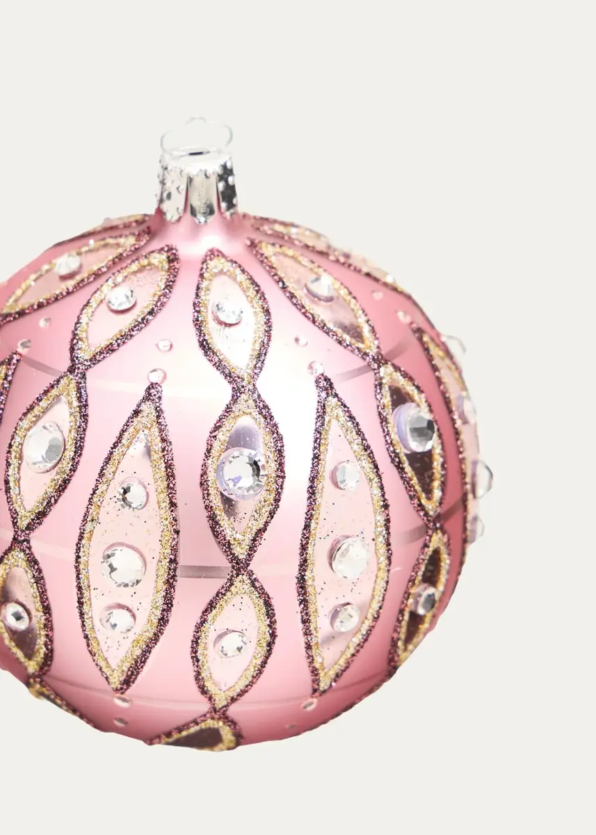 Bergdorf Goodman Glitter & Rhinestone-Embellished Pink Ball Christmas Ornament | Thumbnail 2 Bergdorf Goodman Glitter & Rhinestone-Embellished Pink Ball Christmas Ornament | Thumbnail 2