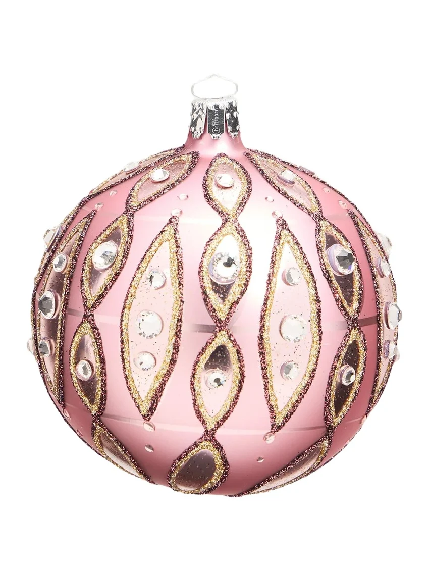 Bergdorf Goodman Glitter & Rhinestone-Embellished Pink Ball Christmas Ornament