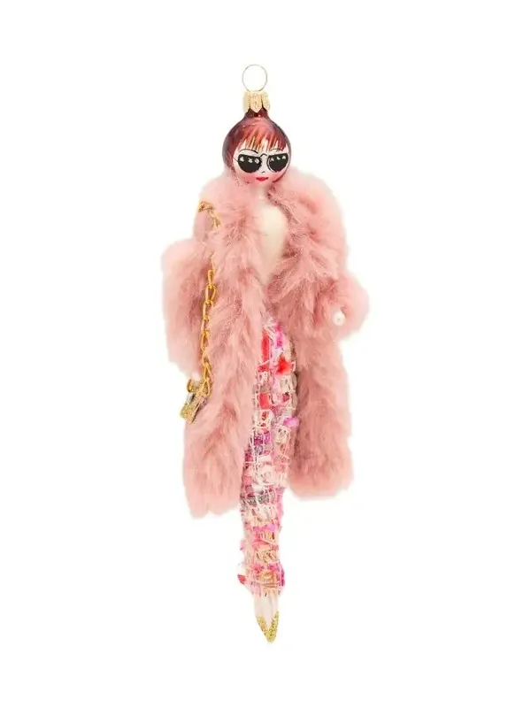 De Carlini Lady Faux-Fur & Glass Ornament