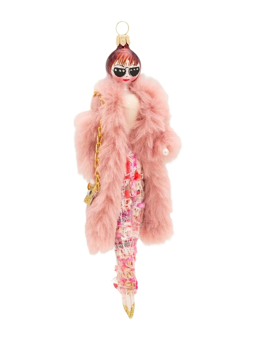 De Carlini Lady Faux-Fur & Glass Ornament