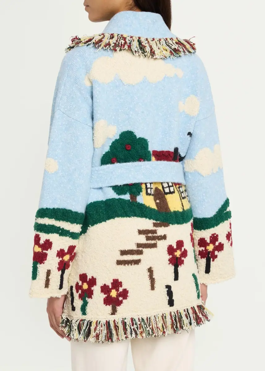Alanui Casa Double-Jacquard Knit Fringed Wrap Cardigan | Thumbnail 3 Alanui Casa Double-Jacquard Knit Fringed Wrap Cardigan | Thumbnail 3