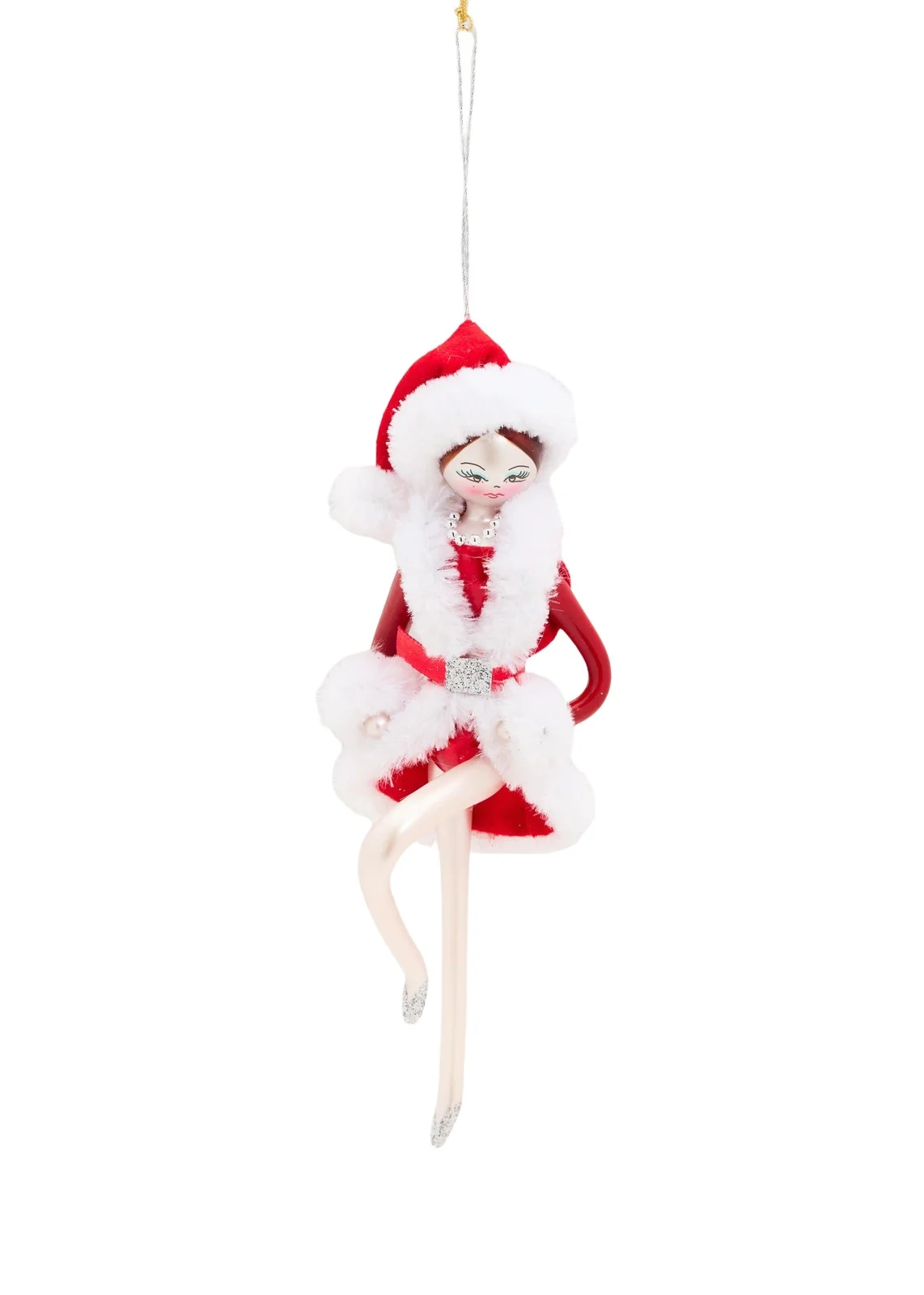 De Carlini Lady Santa Glass Ornament