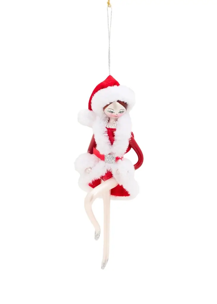 De Carlini Lady Santa Glass Ornament
