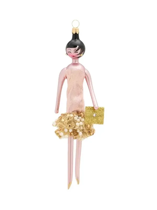 De Carlini Lady With Antique Dress Glass Ornament