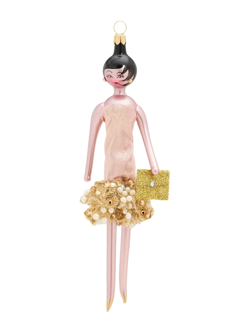 De Carlini Lady With Antique Dress Glass Ornament