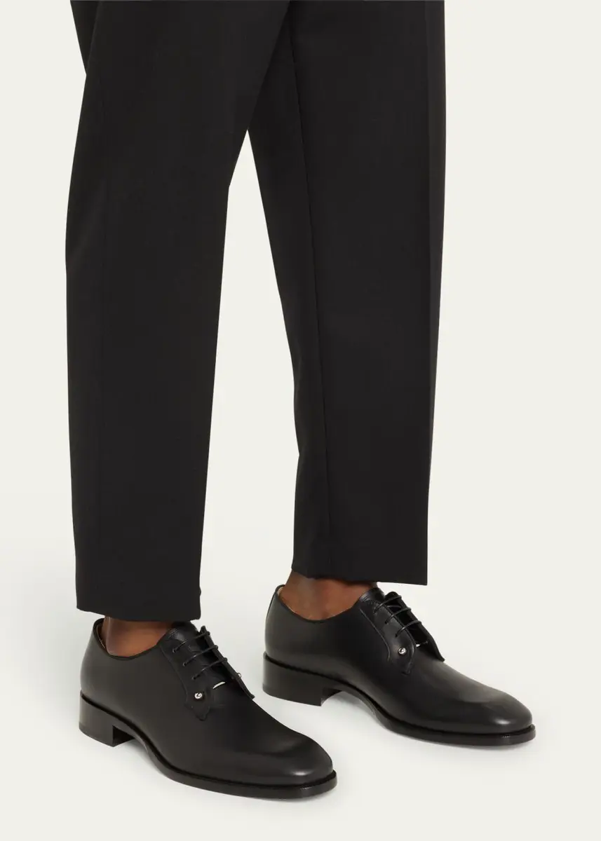 Christian Louboutin Men's Chambeliss Collar-Pin Leather Derby Shoes | Thumbnail 2