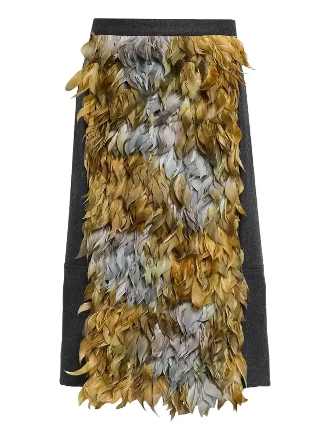 Wool-Blend Sequin Midi Skirt