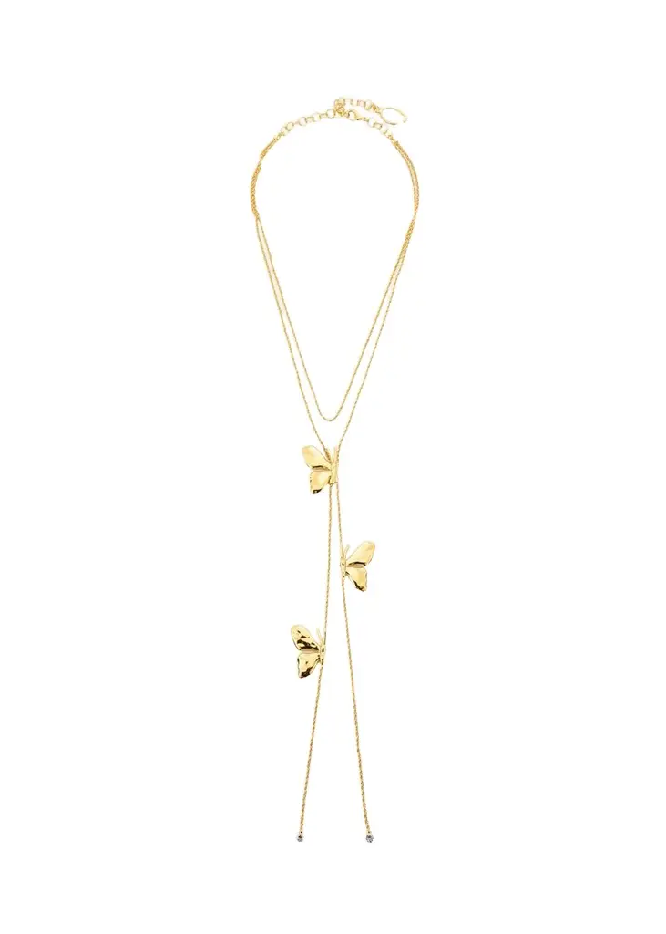 24K Gold Pleated Butterfly Layered Rope Necklace 24K Gold Pleated Butterfly Layered Rope Necklace
