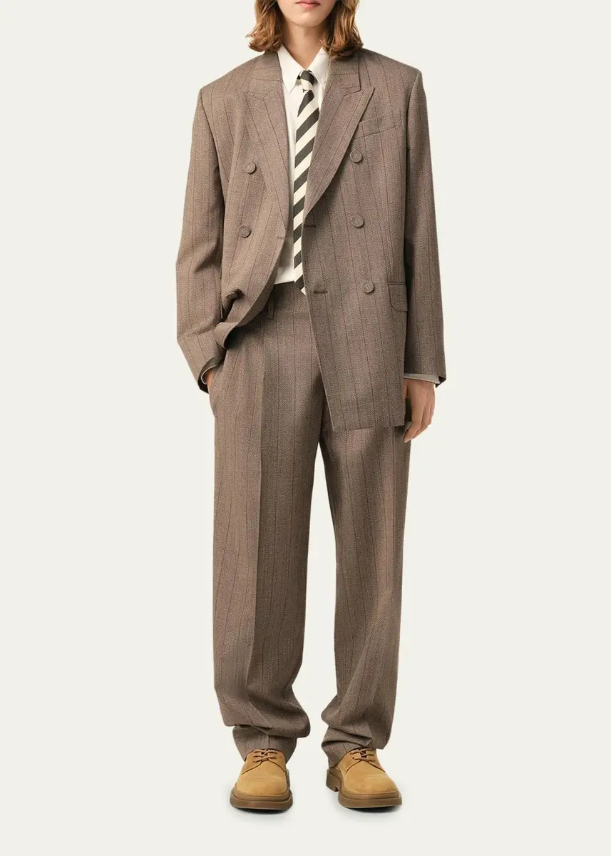 AMI PARIS Men's Pinstriped Wool Straight-Leg Trousers | Thumbnail 2 AMI PARIS Men's Pinstriped Wool Straight-Leg Trousers | Thumbnail 2