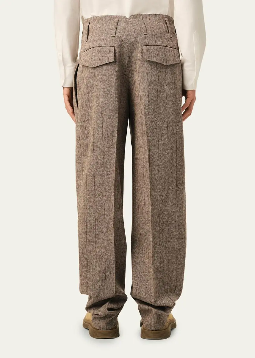 AMI PARIS Men's Pinstriped Wool Straight-Leg Trousers | Thumbnail 3 AMI PARIS Men's Pinstriped Wool Straight-Leg Trousers | Thumbnail 3