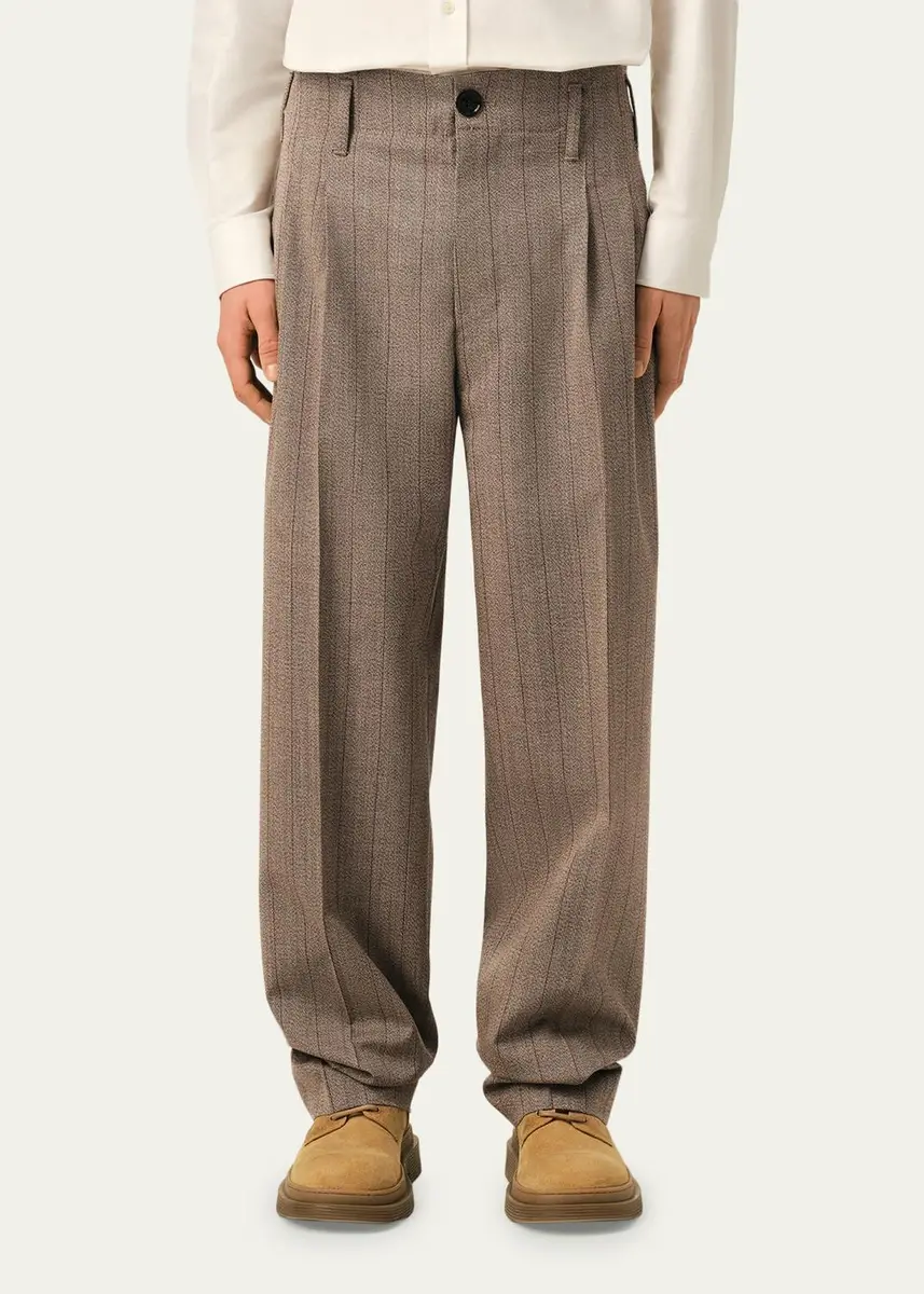 AMI PARIS Men's Pinstriped Wool Straight-Leg Trousers | Thumbnail 4 AMI PARIS Men's Pinstriped Wool Straight-Leg Trousers | Thumbnail 4