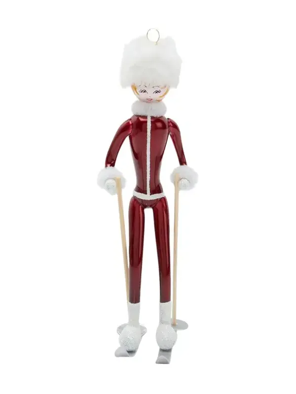 De Carlini Skier With Faux Fur Hat Ornament