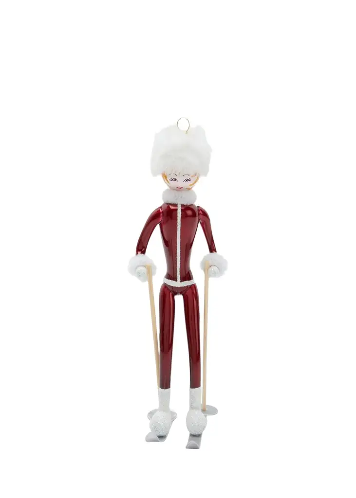 De Carlini Skier With Faux Fur Hat Ornament