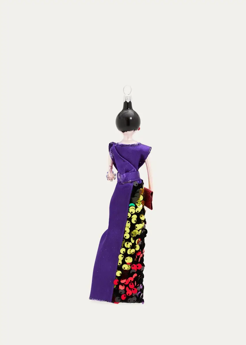 De Carlini Lady In Sequined Gown Glass Ornament | Thumbnail 2