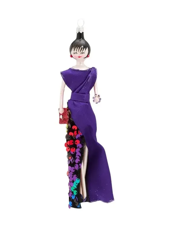 De Carlini Lady In Sequined Gown Glass Ornament