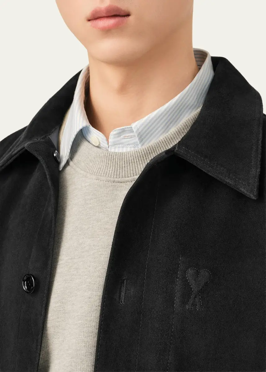 AMI PARIS Men's Ami De Coeur Suede Jacket | Thumbnail 5 AMI PARIS Men's Ami De Coeur Suede Jacket | Thumbnail 5