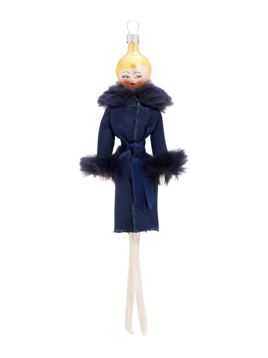 De Carlini Faux-Fur & Glass Christmas Ornament