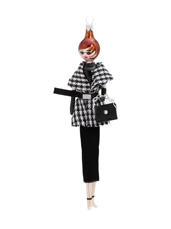 De Carlini Lady With Bag Glass Christmas Ornament