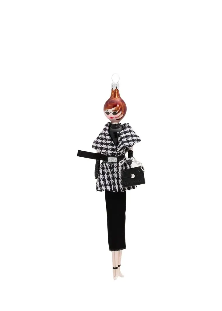 Lady With Bag Glass Christmas Ornament Lady With Bag Glass Christmas Ornament