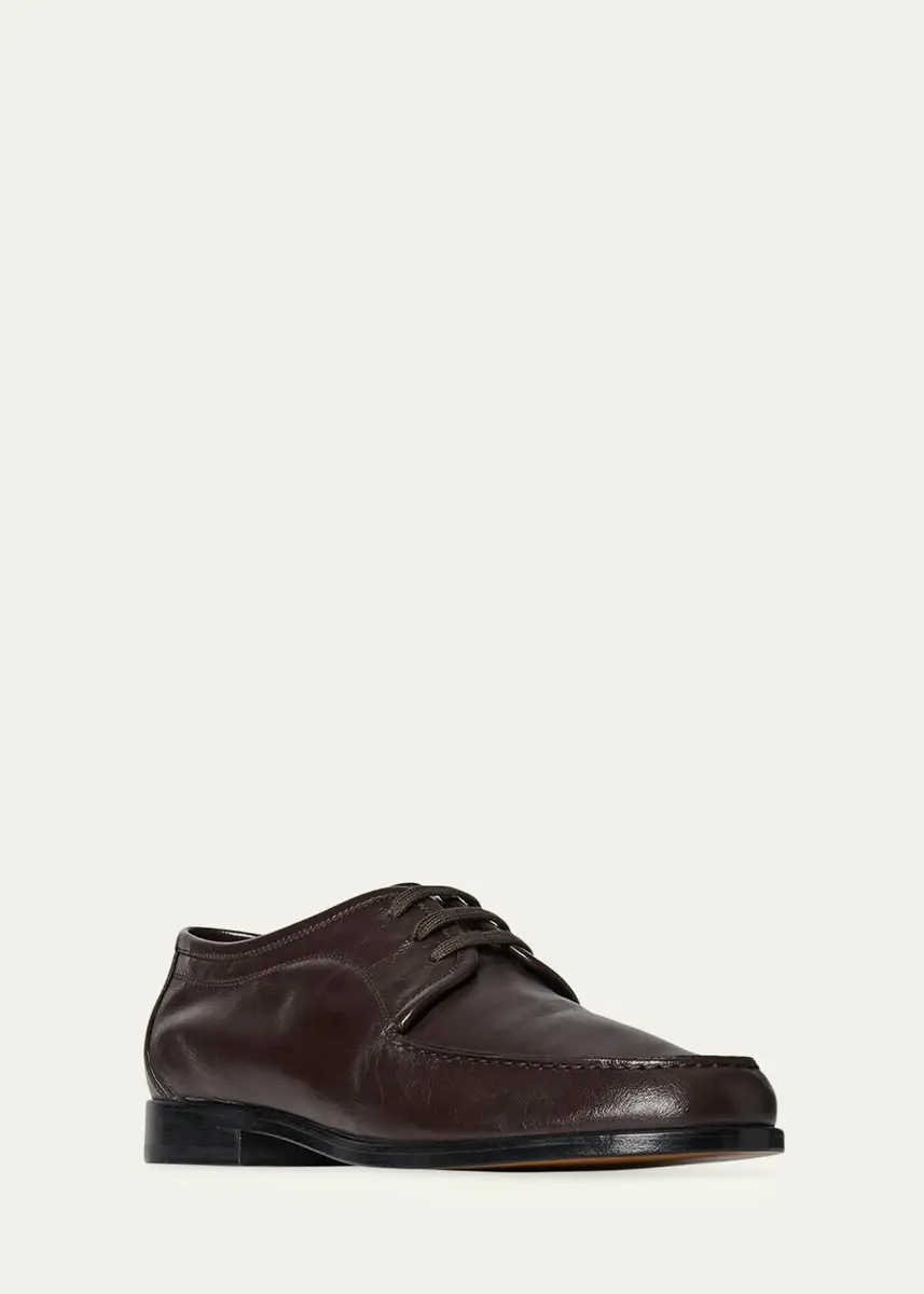 The Row Men's Nino Leather Moc-Toe Derby Shoes | Thumbnail 2