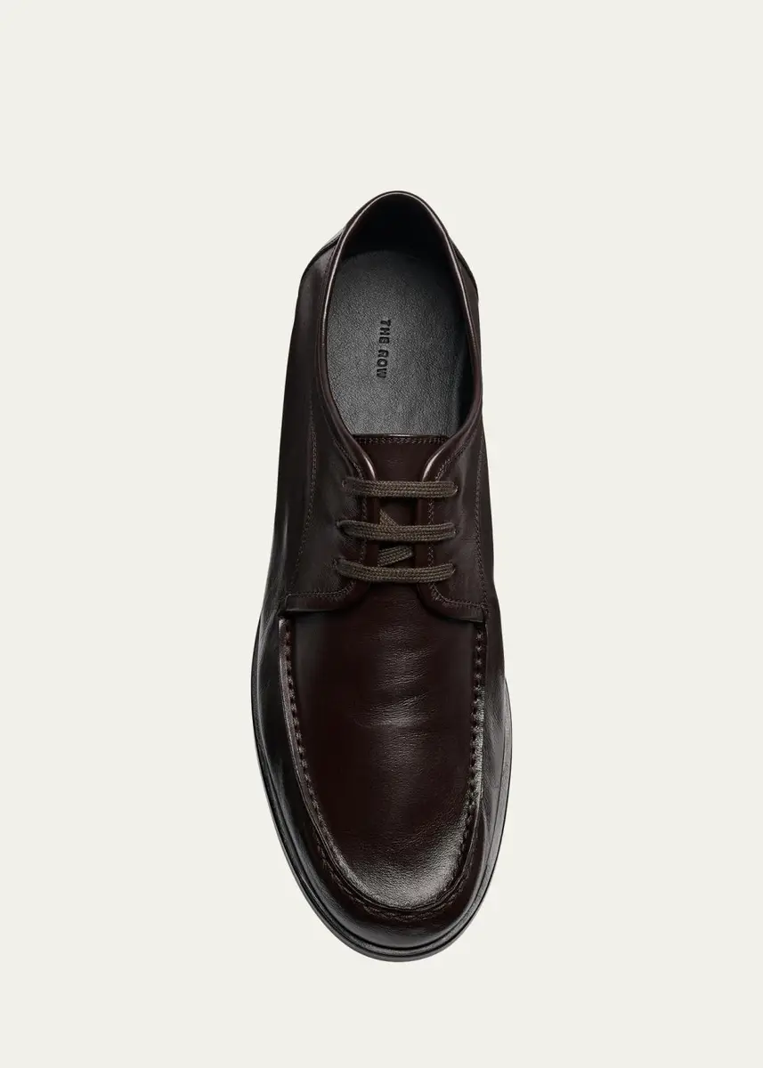 The Row Men's Nino Leather Moc-Toe Derby Shoes | Thumbnail 3