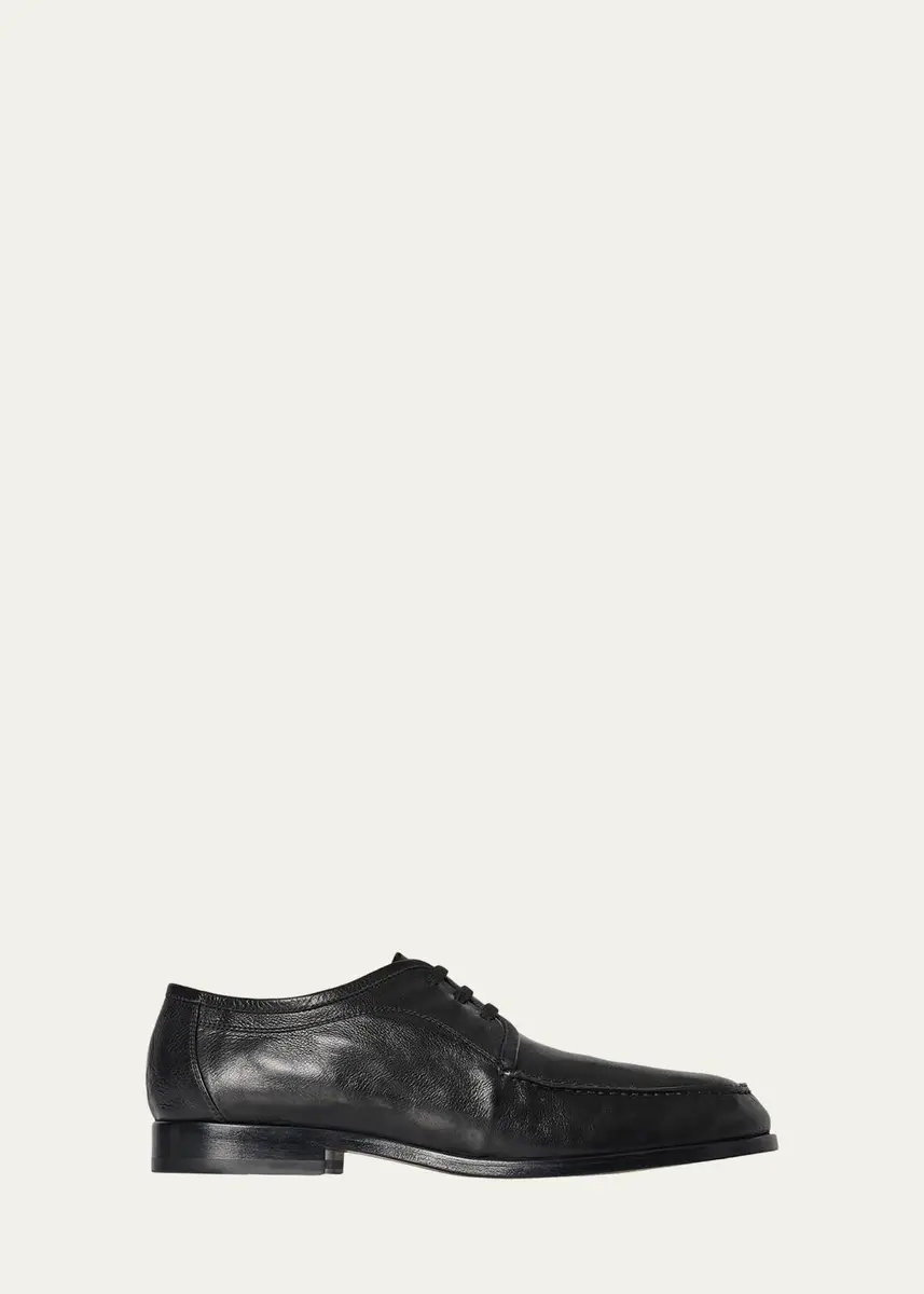 The Row Men's Nino Leather Moc-Toe Derby Shoes | Thumbnail 4