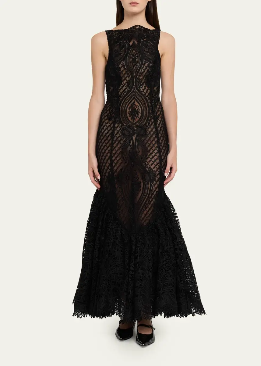 Atelier Prabal Gurung High-Neck Sleeveless Lace Mermaid Gown | Thumbnail 2 Atelier Prabal Gurung High-Neck Sleeveless Lace Mermaid Gown | Thumbnail 2