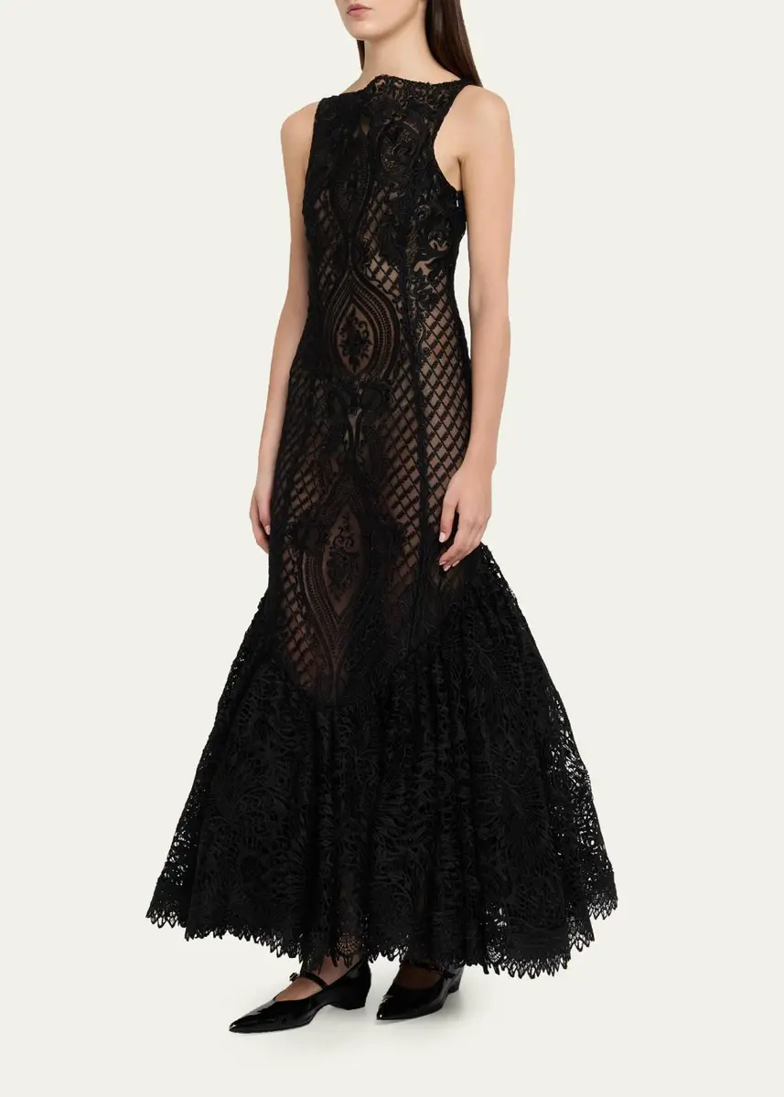 Atelier Prabal Gurung High-Neck Sleeveless Lace Mermaid Gown | Thumbnail 4 Atelier Prabal Gurung High-Neck Sleeveless Lace Mermaid Gown | Thumbnail 4