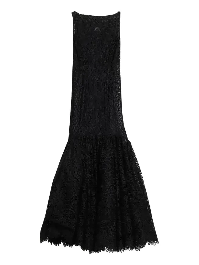High-Neck Sleeveless Lace Mermaid Gown
